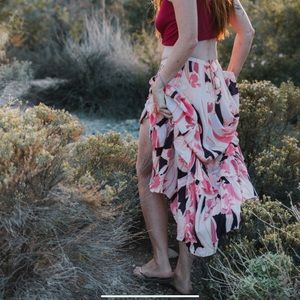 DO NOT BUY Free People Bring Back Summer Tiered Floral Ruffle Maxi Skirt Pink